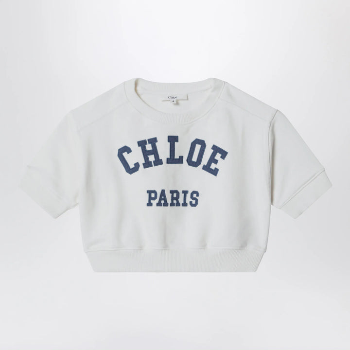 Chloé - White cropped sweatshirt with logo embroidery Brand Shirts &amp; Tops 8