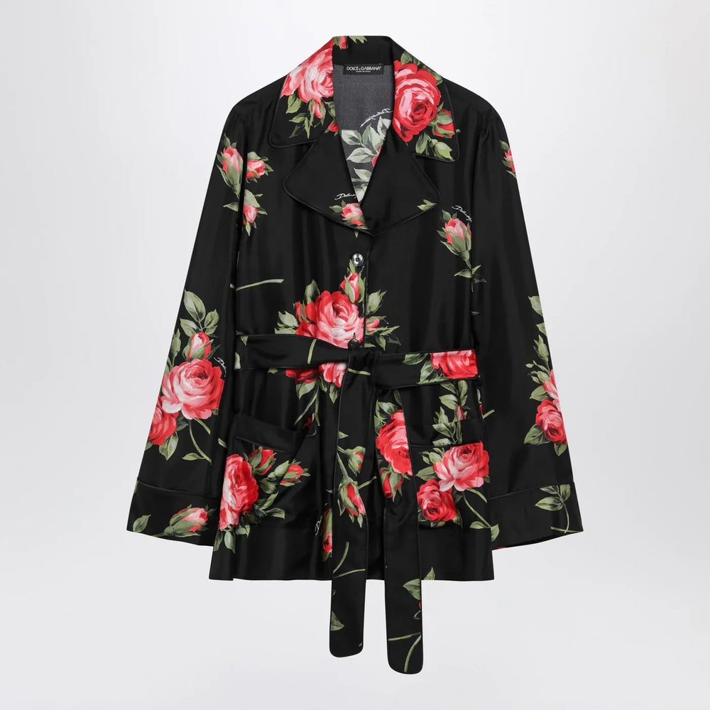 Dolce&Gabbana - Black Vanity shirt with Bouquet rose print Brand Shirts & Tops 40  IT