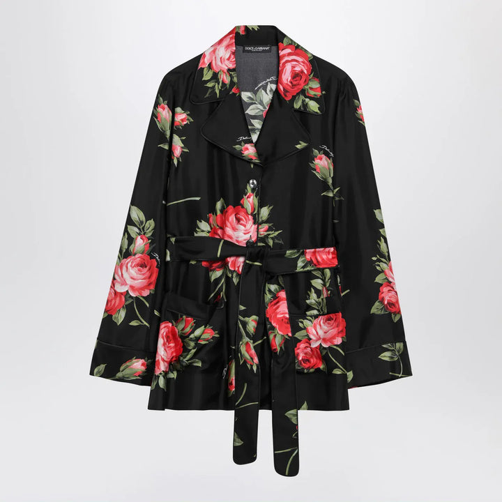Dolce&amp;Gabbana - Black Vanity shirt with Bouquet rose print Brand Shirts &amp; Tops 40  IT