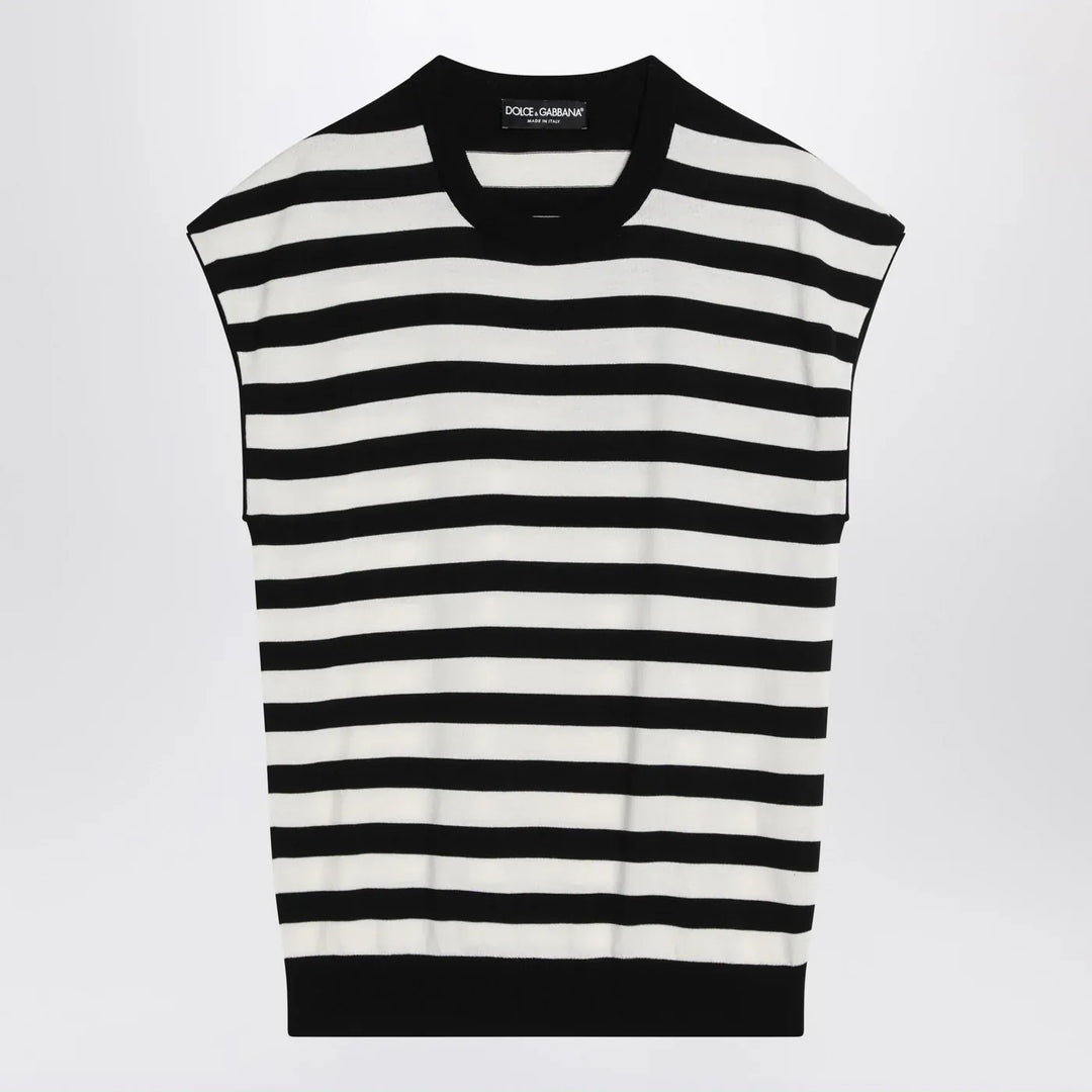Dolce&amp;Gabbana - Sleeveless kimono-style striped sweater Brand Shirts &amp; Tops 46 IT