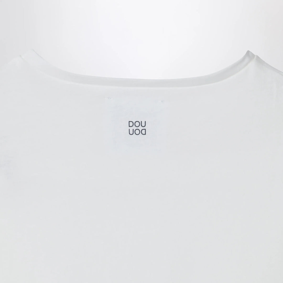 Douuod - Ivory cropped T-shirt with knot detail Brand Shirts &amp; Tops