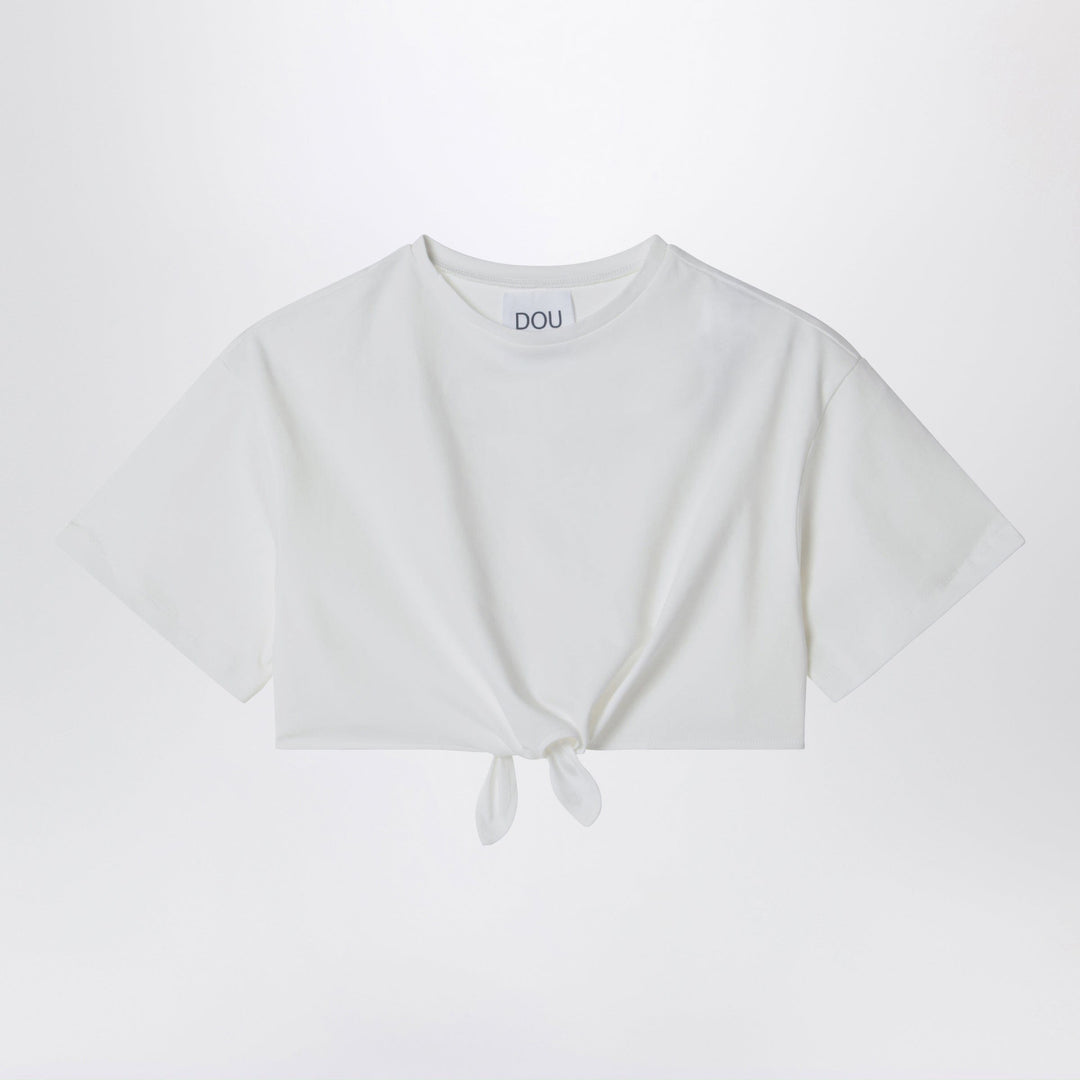 Shirts &amp; Tops 8 Douuod - Ivory cropped T-shirt with knot detail Brand