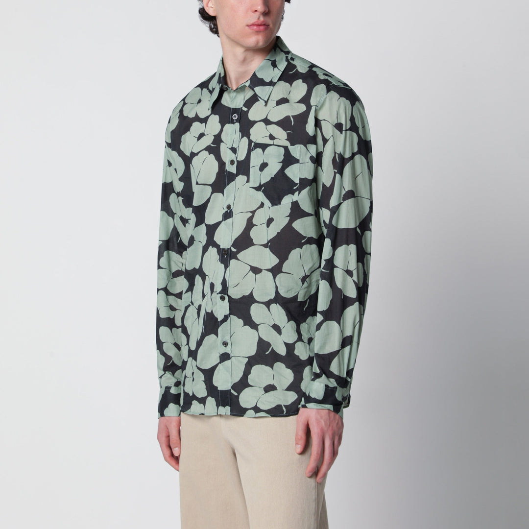 Shirts & Tops Dries Van Noten - Shirt with Floral Print Pistachio Color Brand