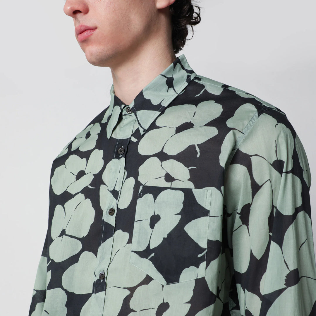 Dries Van Noten - Shirt with Floral Print Pistachio Color Brand Shirts &amp; Tops