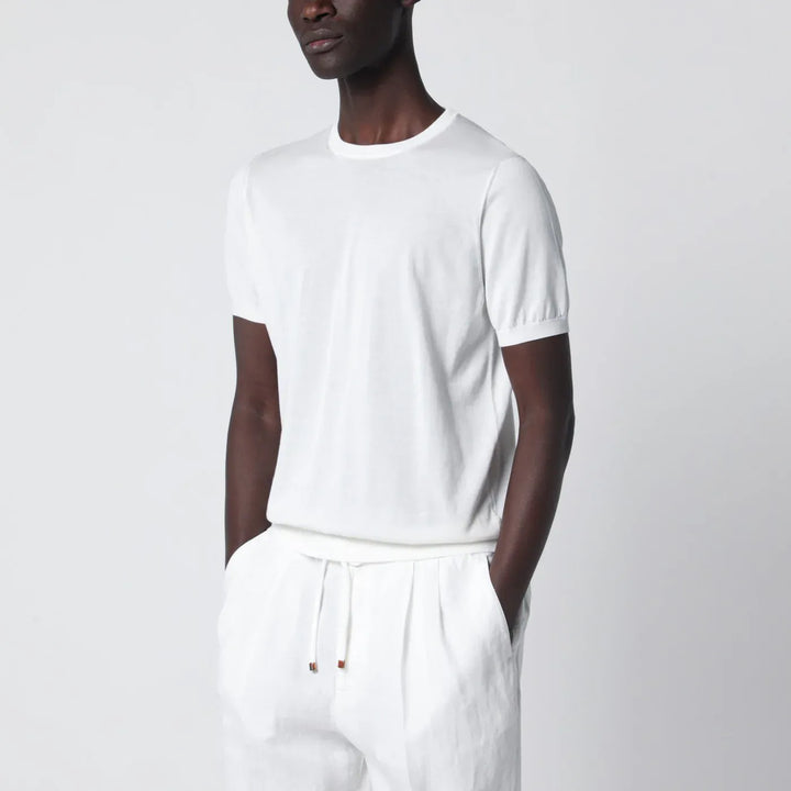 Drumohr - Crew neck t-shirt in milky white cotton Brand Shirts &amp; Tops 50 IT