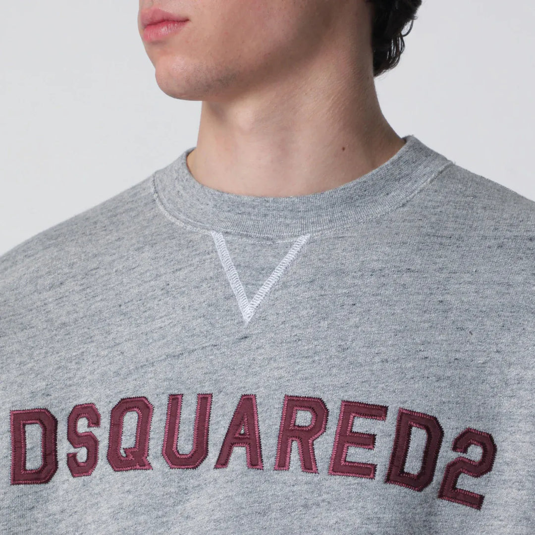 Dsquared2 - Grey mélange sweatshirt with logo embroidery Brand Shirts &amp; Tops
