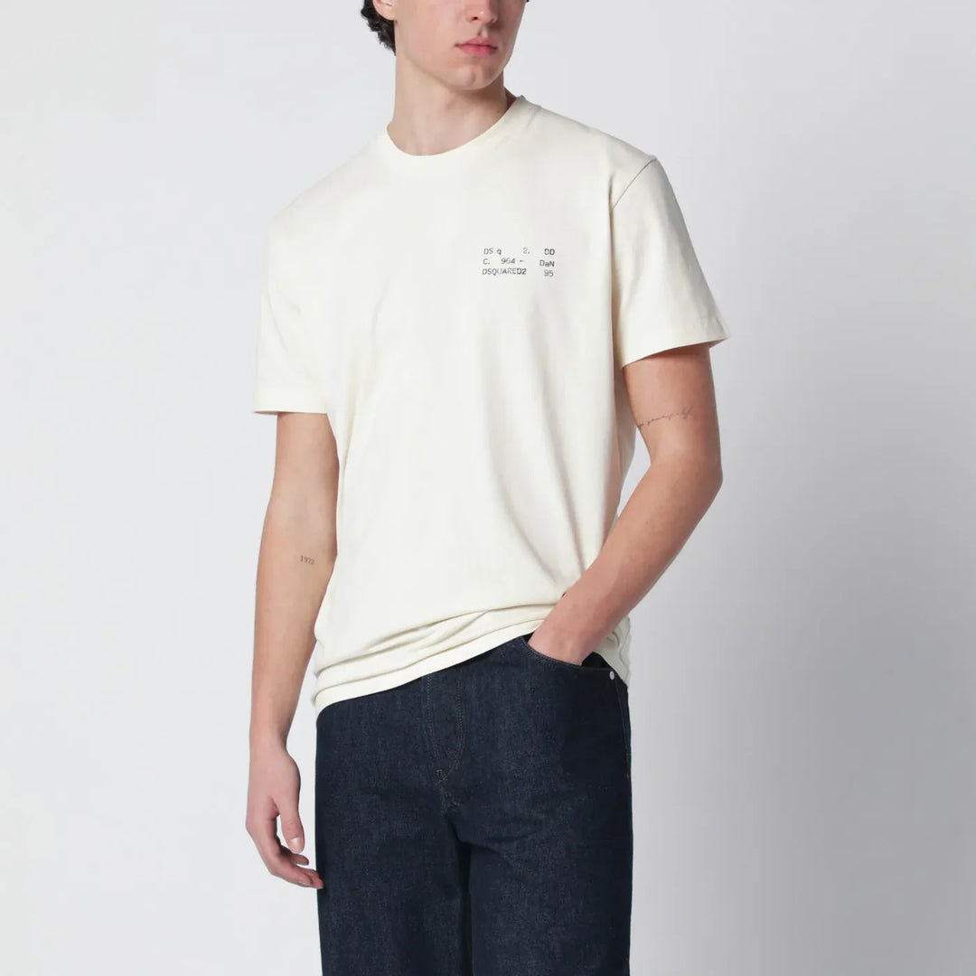 Dsquared2 - Ivory T-shirt with logo print Brand Shirts &amp; Tops S