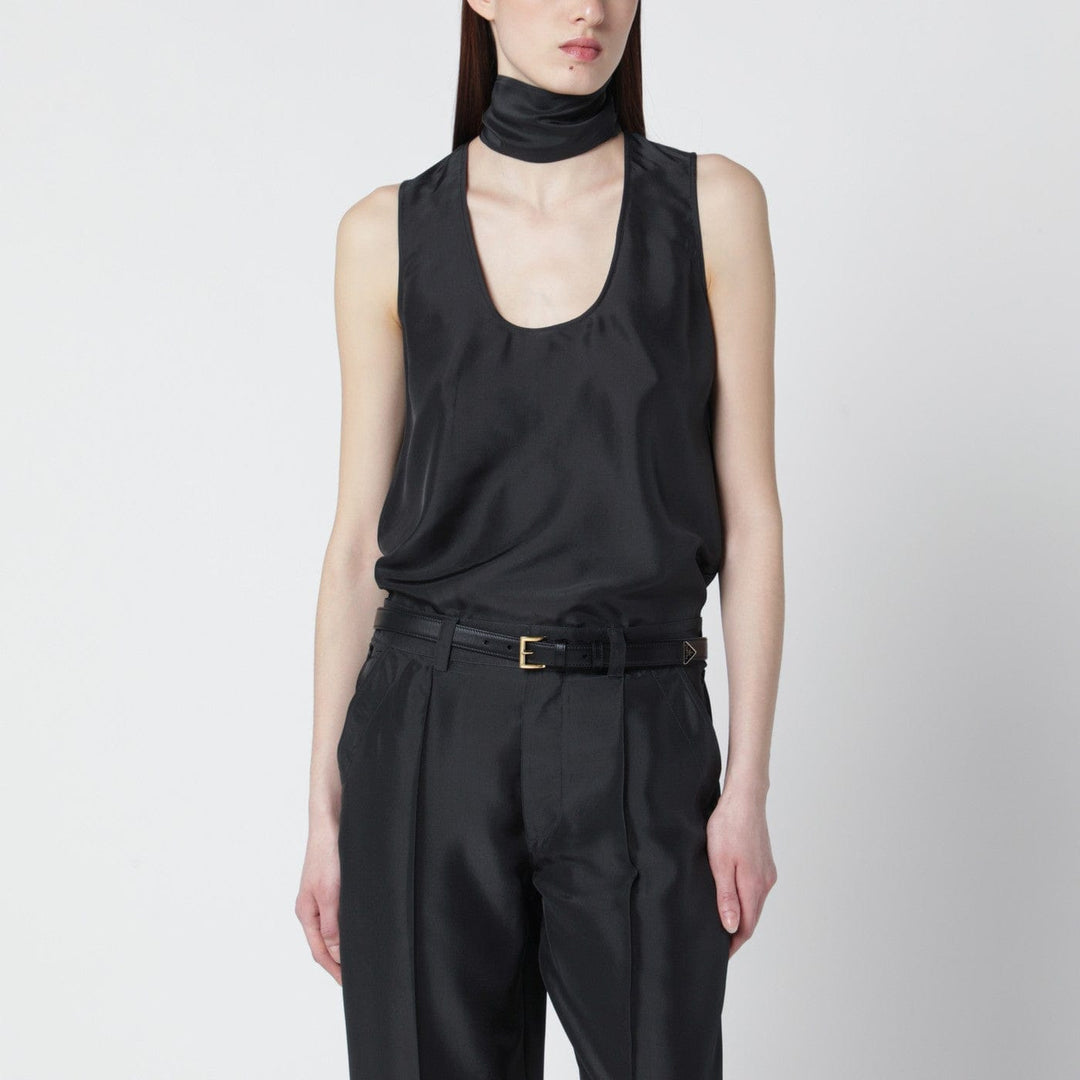 Shirts &amp; Tops Durazzi Milano - Dark grey silk tank top with scarf Brand