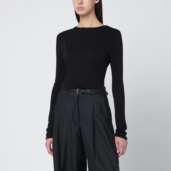 Entire Studios - Black crewneck cotton-blend top Brand Shirts &amp; Tops L