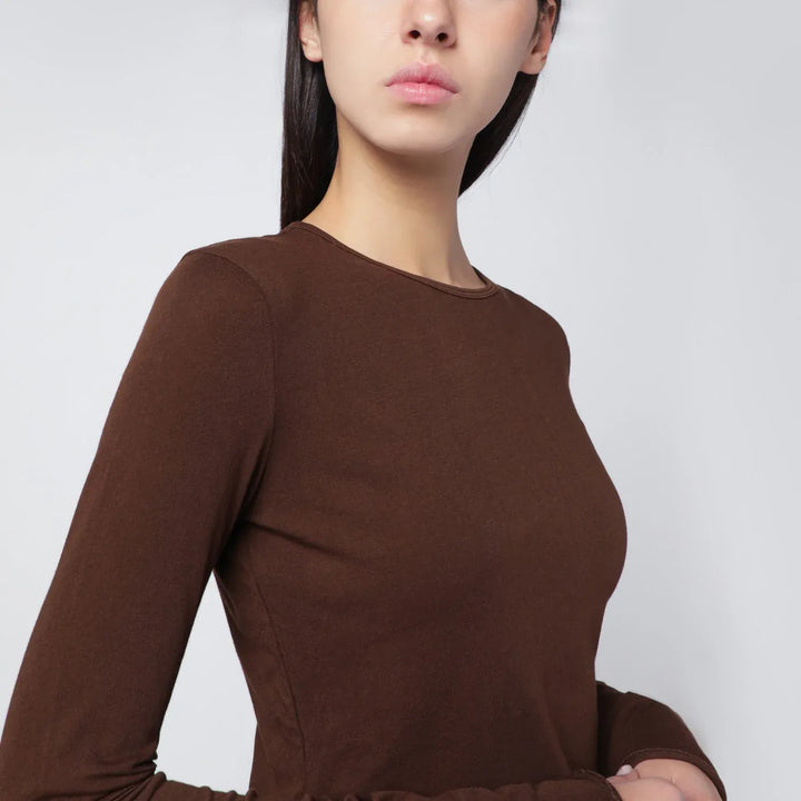 Entire Studios - Brown crewneck cotton-blend top Brand Shirts &amp; Tops