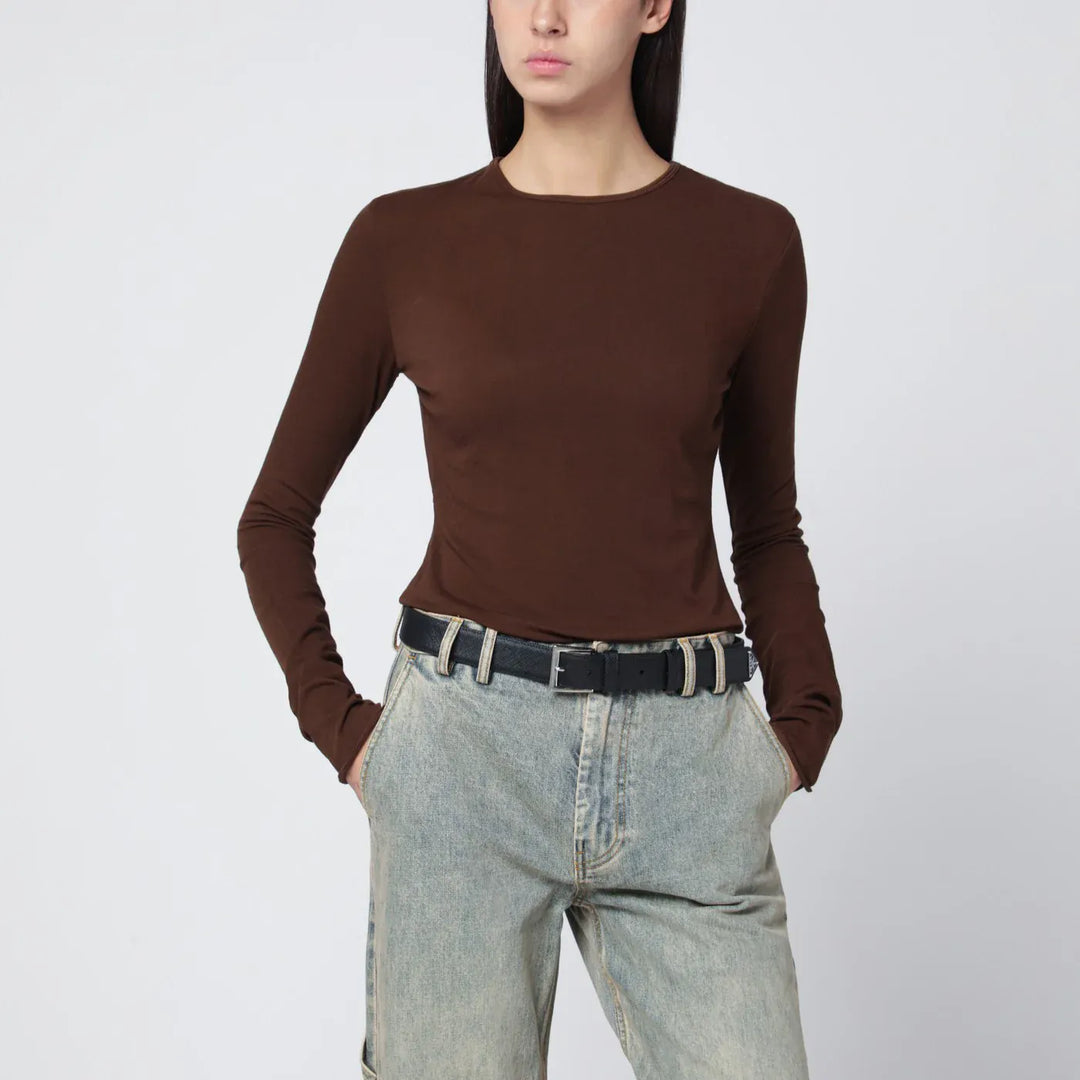 Entire Studios - Brown crewneck cotton-blend top Brand Shirts &amp; Tops L
