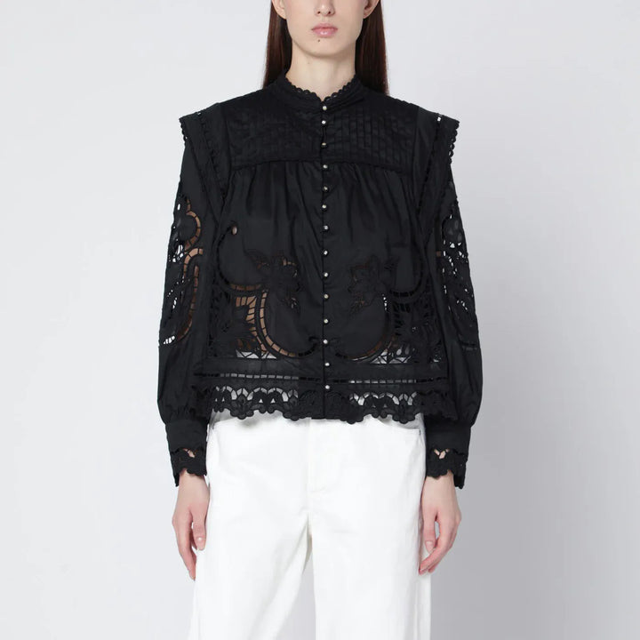 FARM Rio - Black Richelieu cotton blouse Brand Shirts &amp; Tops XS