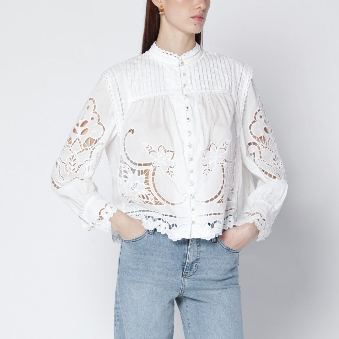 Shirts & Tops S FARM Rio - Richelieu white cotton blouse Brand
