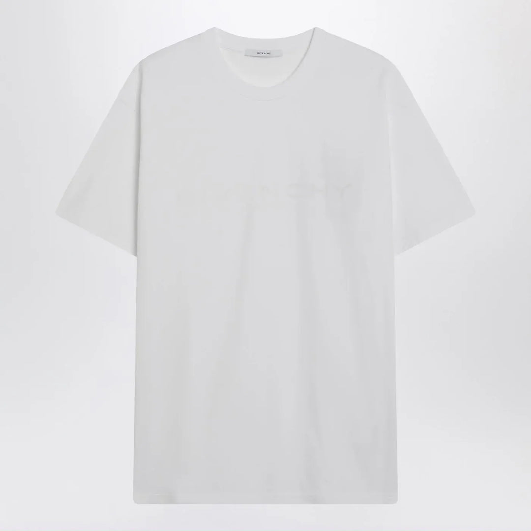 Givenchy - White cotton and silk T-shirt with jacquard logo Brand Shirts &amp; Tops S