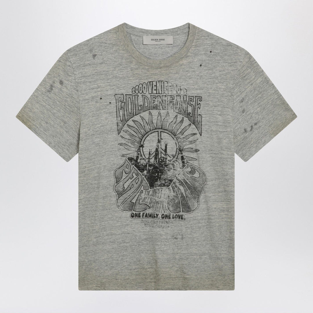 Shirts &amp; Tops Golden Goose - Grey vintage-effect T-shirt with print Brand