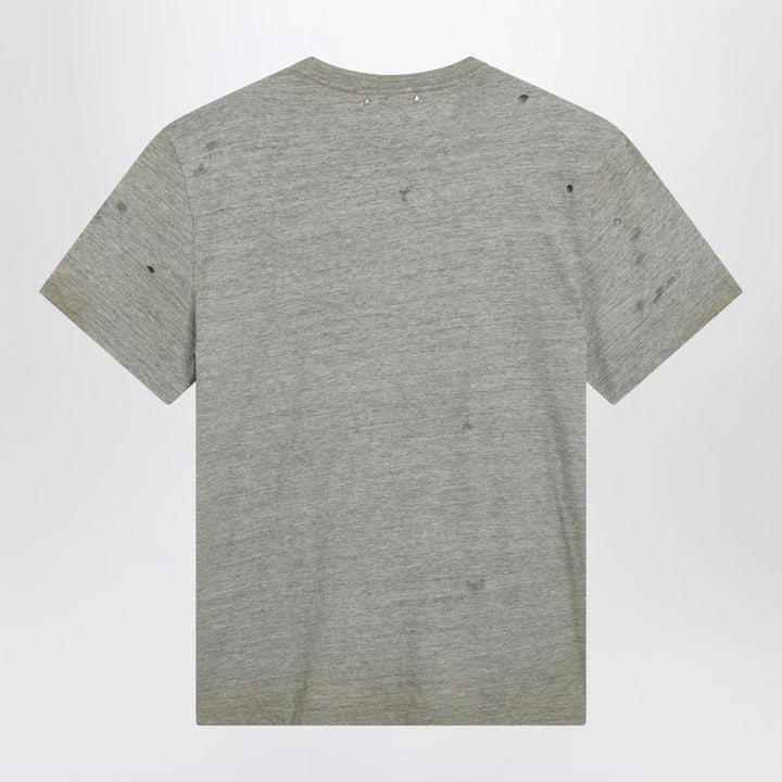 Golden Goose - Grey vintage-effect T-shirt with print Brand Shirts &amp; Tops