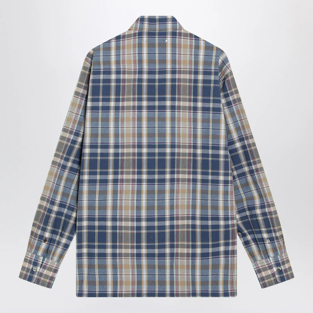 Golden Goose - Indigo blue checked shirt Brand Shirts &amp; Tops