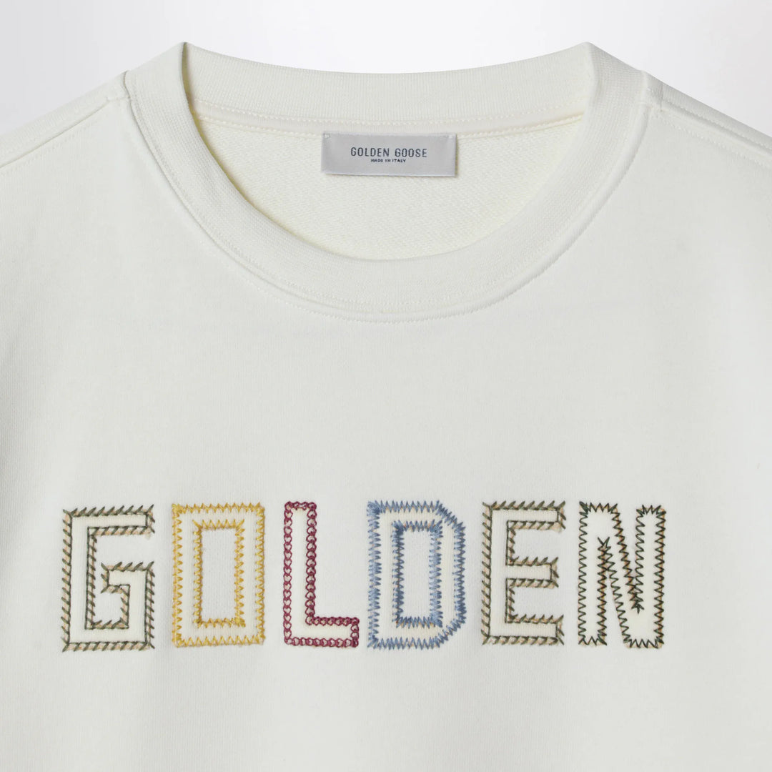 Golden Goose - White sweatshirt with embroidered logo Brand Shirts &amp; Tops