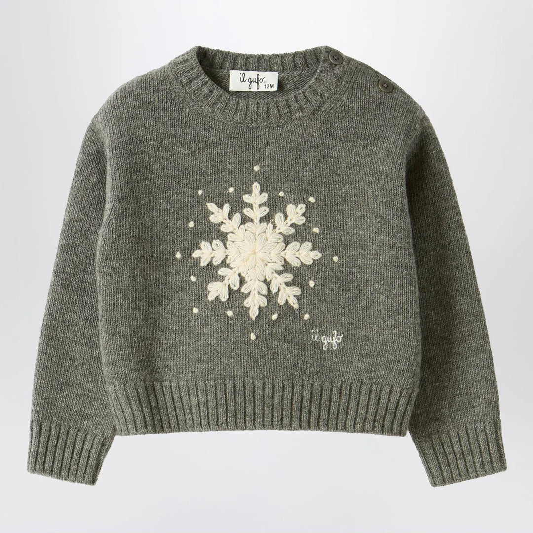Il Gufo - Grey wool sweater with snowflake motif Brand Shirts &amp; Tops 12