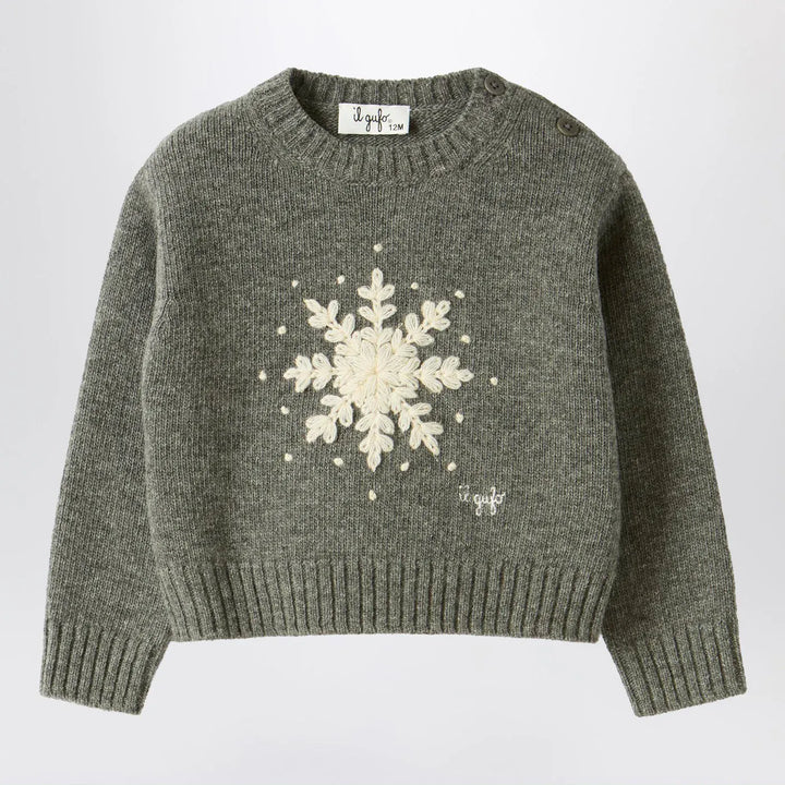 Il Gufo - Grey wool sweater with snowflake motif Brand Shirts &amp; Tops 12