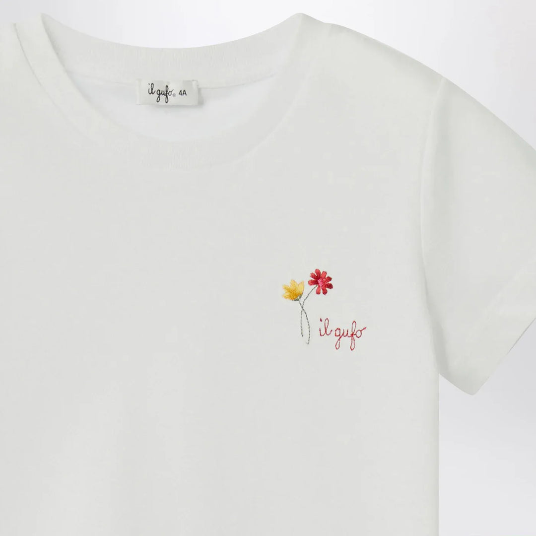 Il Gufo - White T-shirt with embroidered logo Brand Shirts &amp; Tops