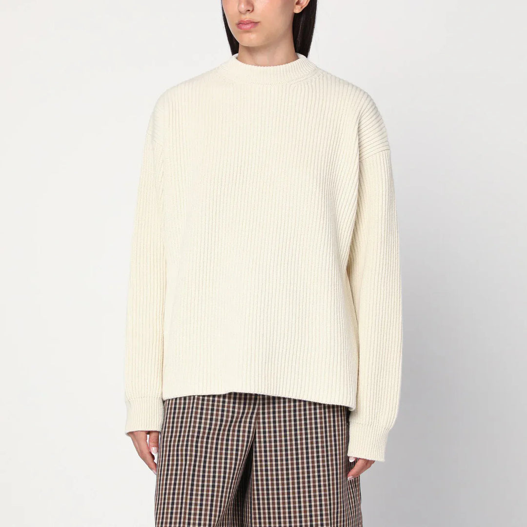 Jil Sander - White ribbed crewneck sweater Brand Shirts &amp; Tops 36  FR