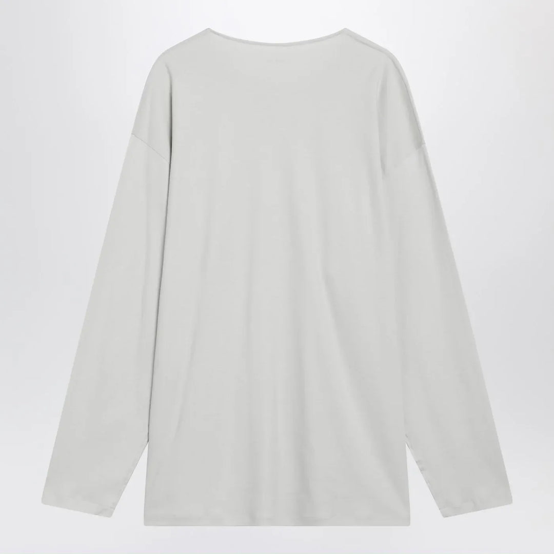LEMAIRE - Chalk-colored cotton and silk interlock T-shirt Brand Shirts &amp; Tops