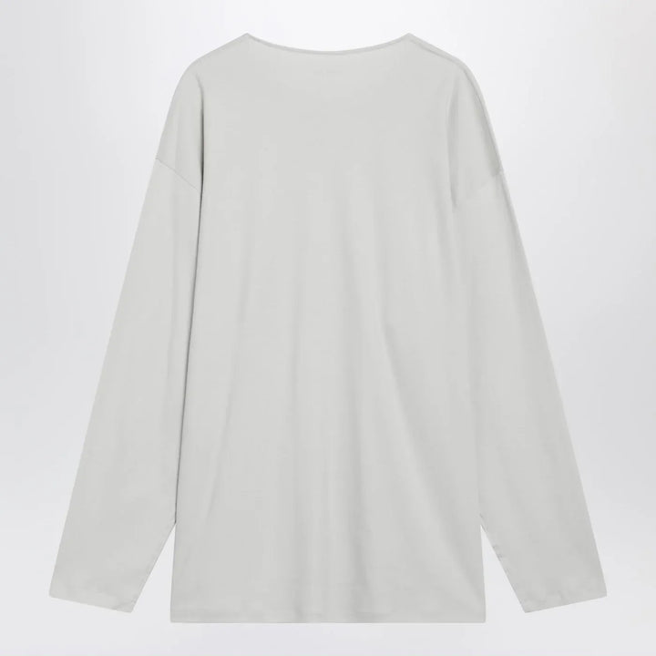 LEMAIRE - Chalk-colored cotton and silk interlock T-shirt Brand Shirts &amp; Tops