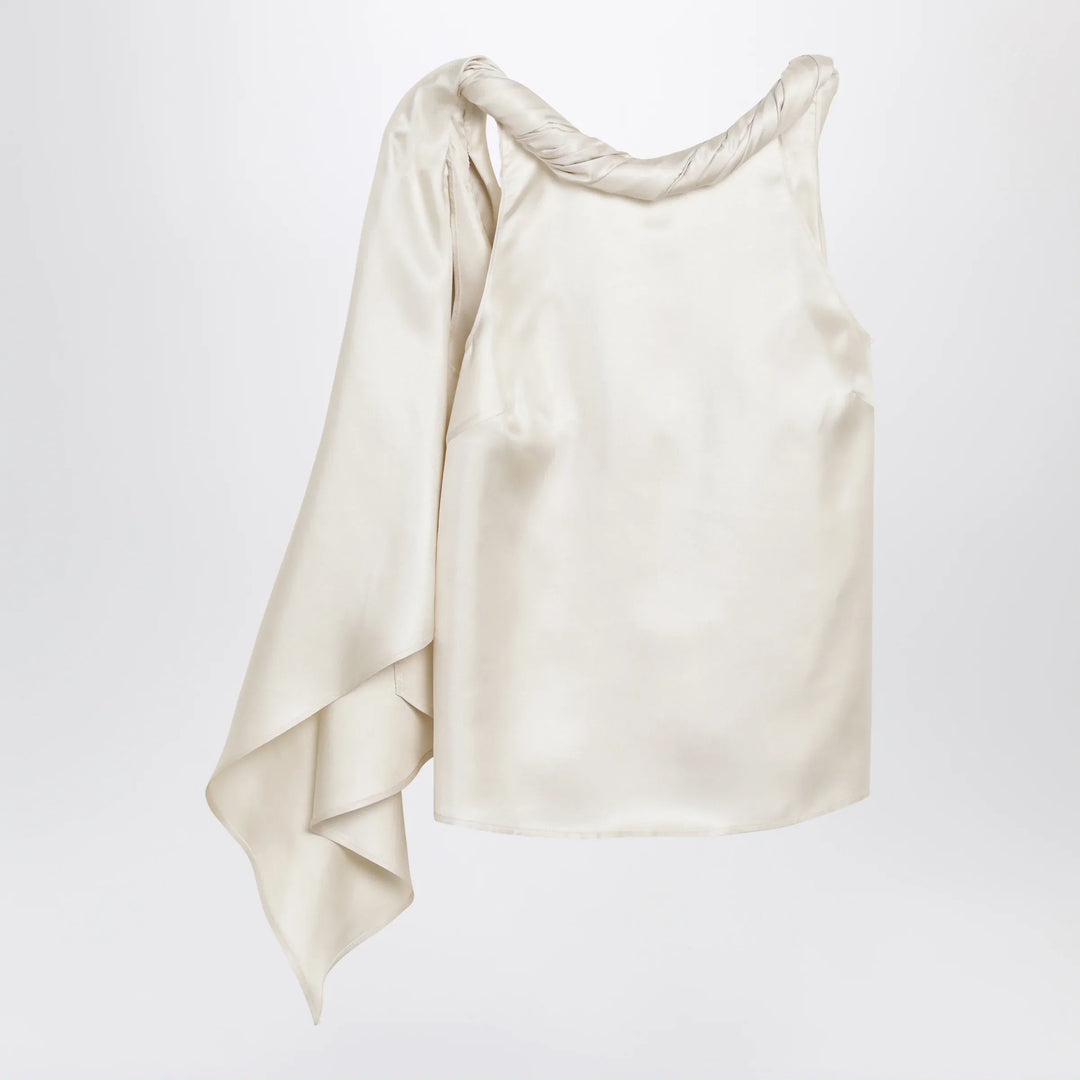 LouLou De Saison - Wilma silk twill top with a twisted collar and scarf detail Brand Shirts &amp; Tops S