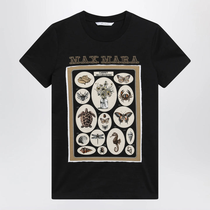 Max Mara - Black cotton jersey T-shirt with front print Brand Shirts &amp; Tops XS