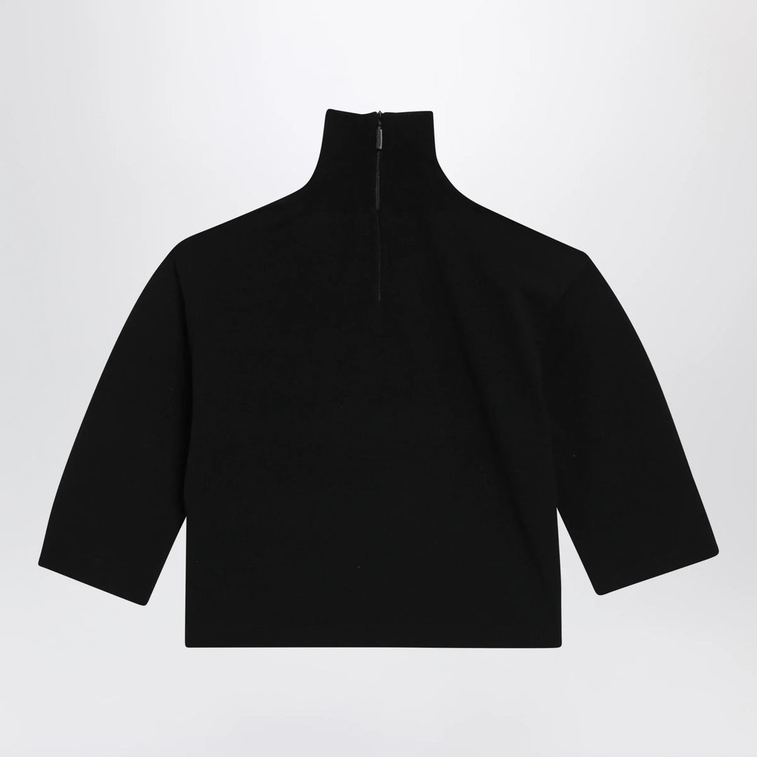 Max Mara - Cropped turtleneck sweater in stretch viscose, black Brand Shirts &amp; Tops