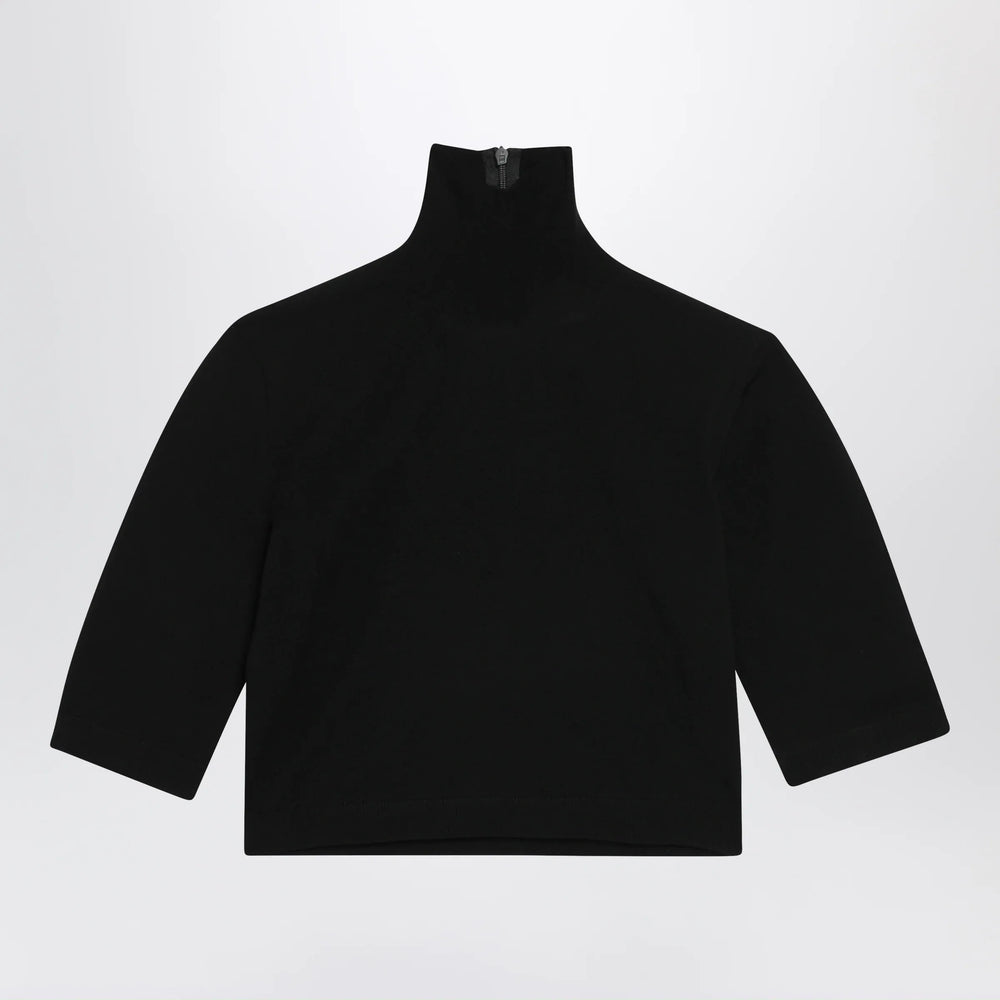 Max Mara - Cropped turtleneck sweater in stretch viscose, black Brand Shirts & Tops M