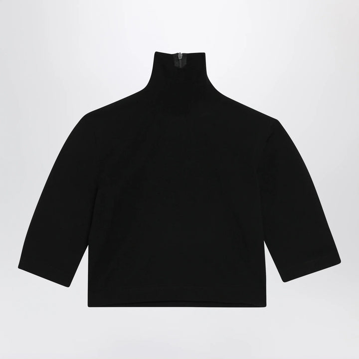 Max Mara - Cropped turtleneck sweater in stretch viscose, black Brand Shirts &amp; Tops M