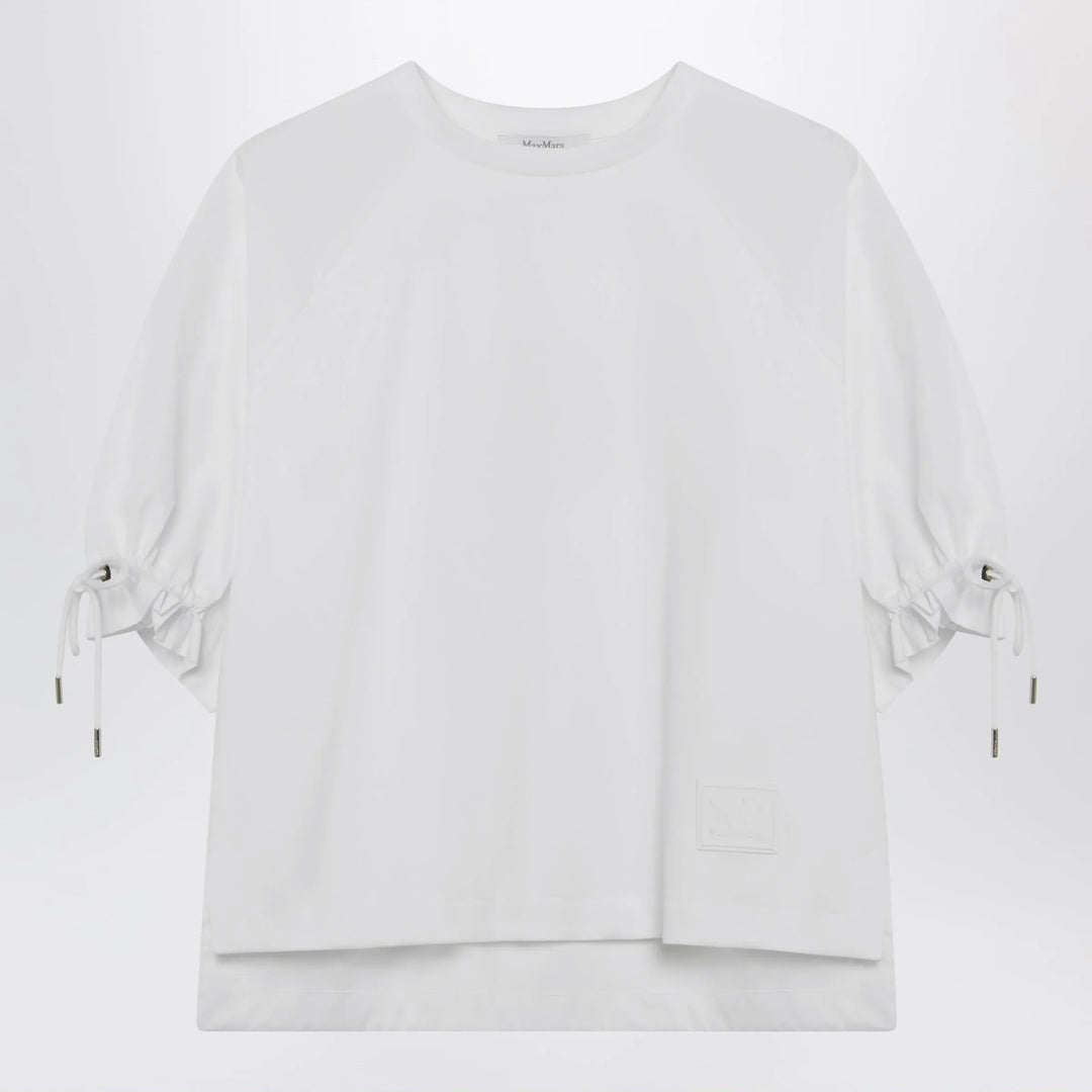 Max Mara - Optical white cotton-blend jersey top Brand Shirts &amp; Tops S