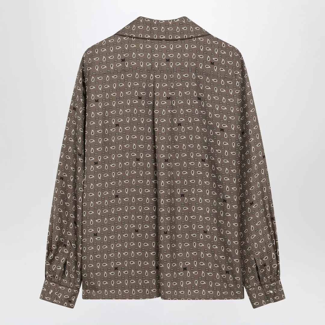 Max Mara - Printed silk shirt in mud colour Brand Shirts &amp; Tops