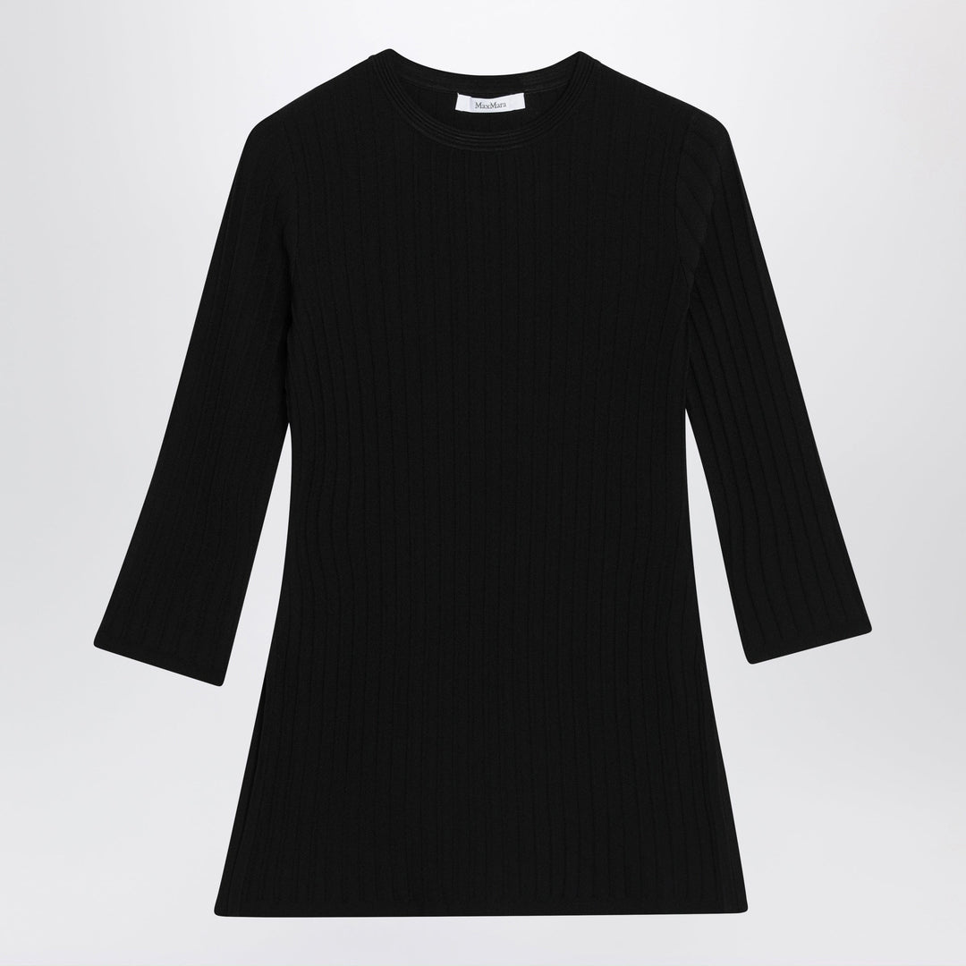 Shirts & Tops Max Mara - Ribbed crewneck sweater in crêpe viscose, black Brand