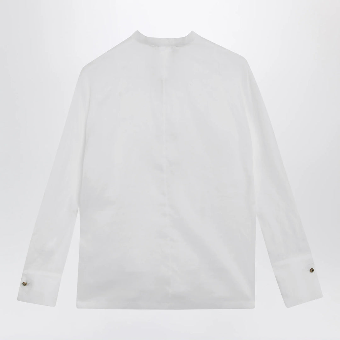 Max Mara Studio - Baldili ramie canvas shirt in white Brand Shirts &amp; Tops