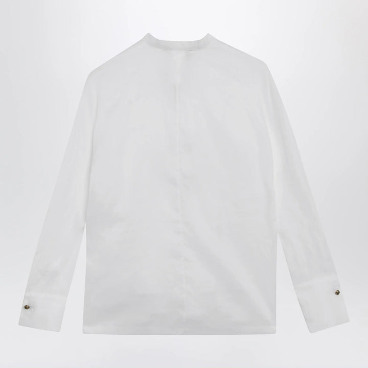 Max Mara Studio - Baldili ramie canvas shirt in white Brand Shirts &amp; Tops