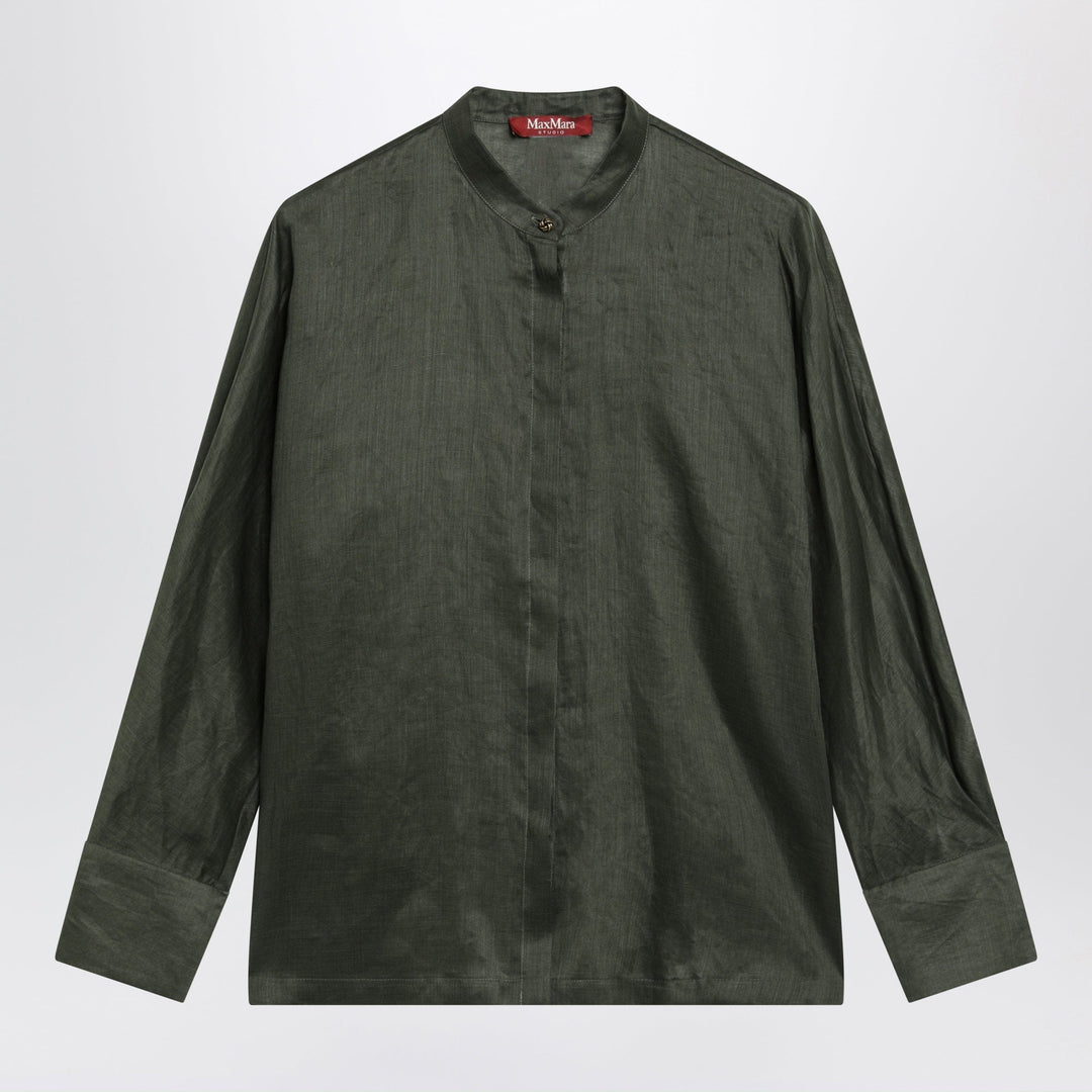Shirts &amp; Tops Max Mara Studio - Ramie canvas shirt in khaki green Brand