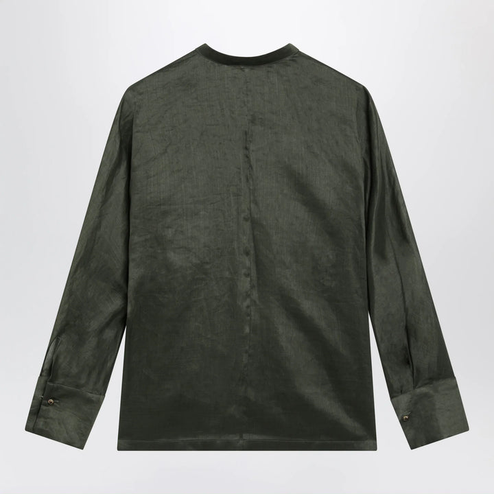 Max Mara Studio - Ramie canvas shirt in khaki green Brand Shirts &amp; Tops