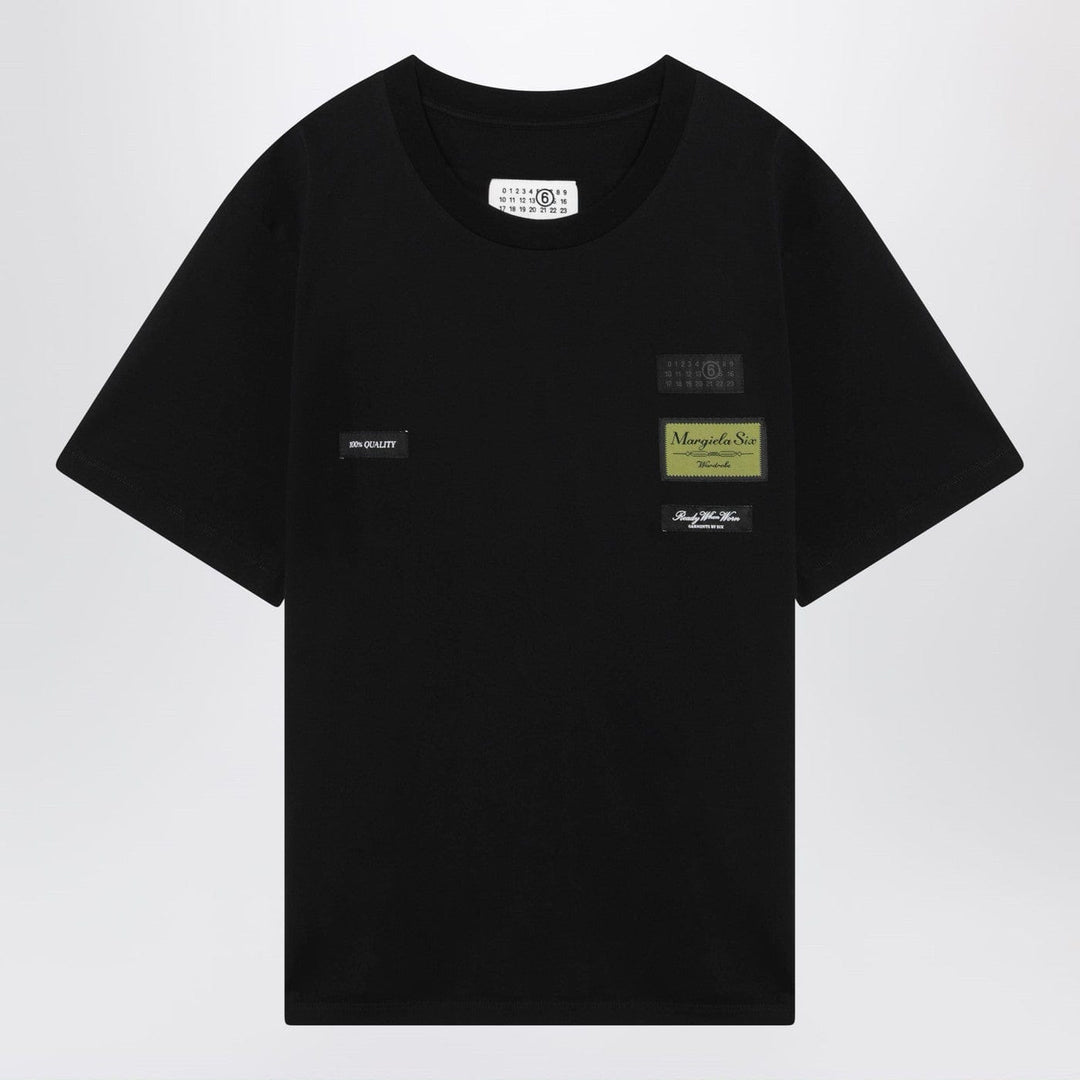 Shirts &amp; Tops MM6 Maison Margiela - Black cotton T-shirt with label details Brand