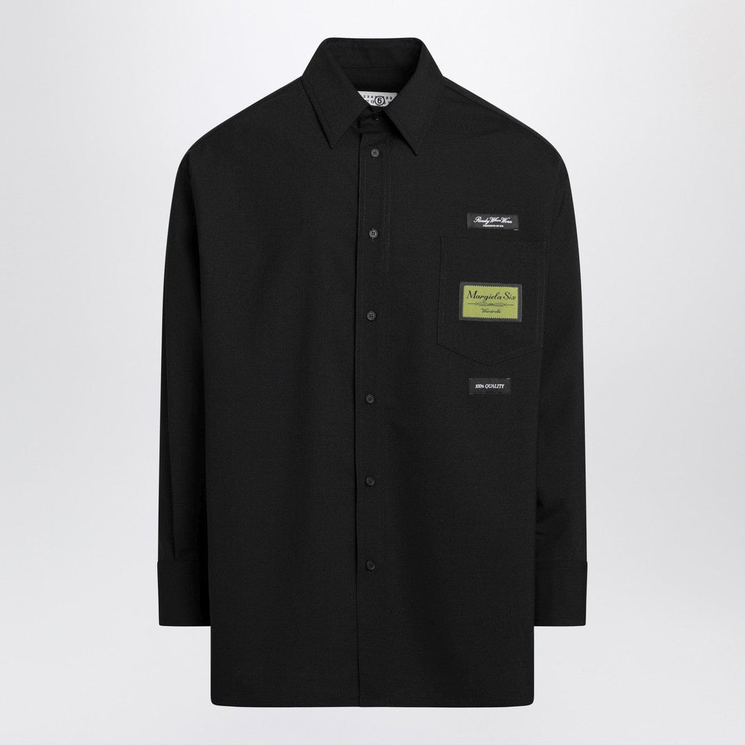 Shirts &amp; Tops 48 IT MM6 Maison Margiela - Black wool-blend shirt with label details Brand