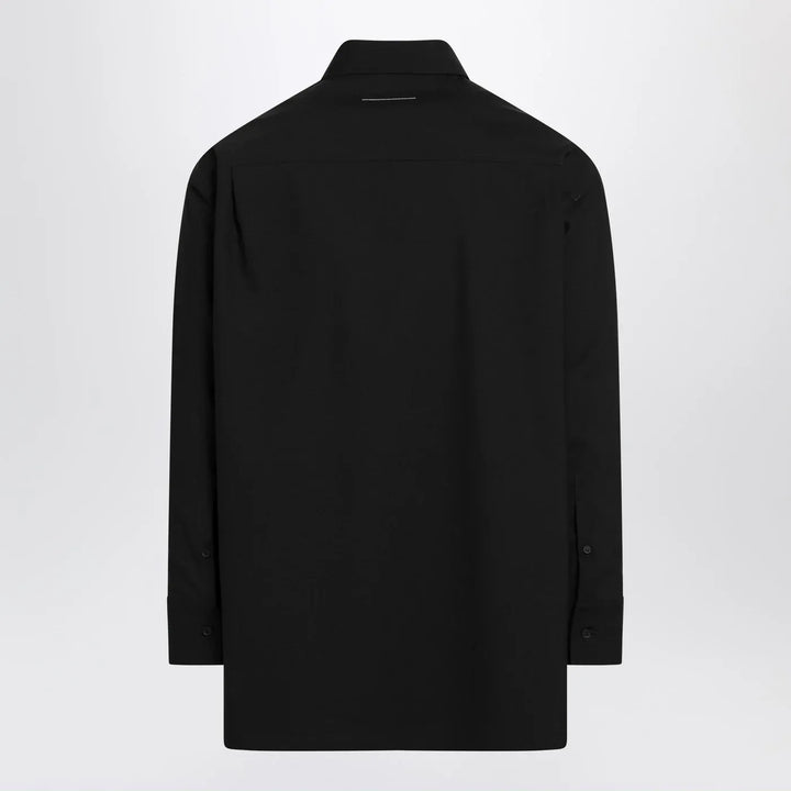 MM6 Maison Margiela - Black wool-blend shirt with label details Brand Shirts &amp; Tops 48 IT