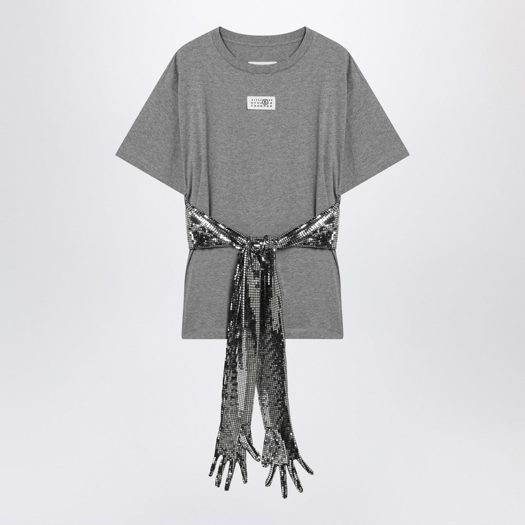 Shirts &amp; Tops L MM6 Maison Margiela - Grey mélange cotton T-shirt with gloves Brand