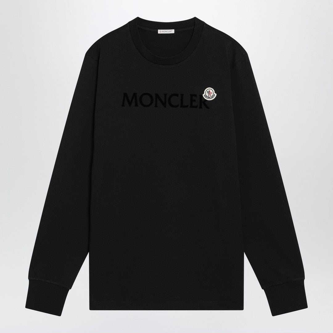 Shirts &amp; Tops S Moncler - Black long-sleeved T-shirt with logo Brand