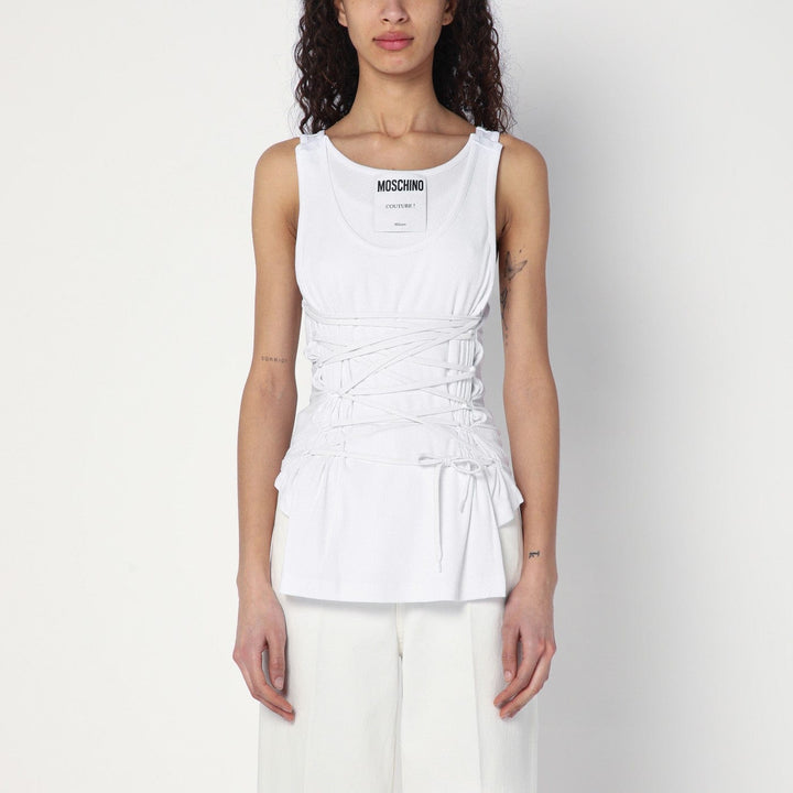 Shirts &amp; Tops 42  IT Moschino - White tank top in cotton with laces Brand