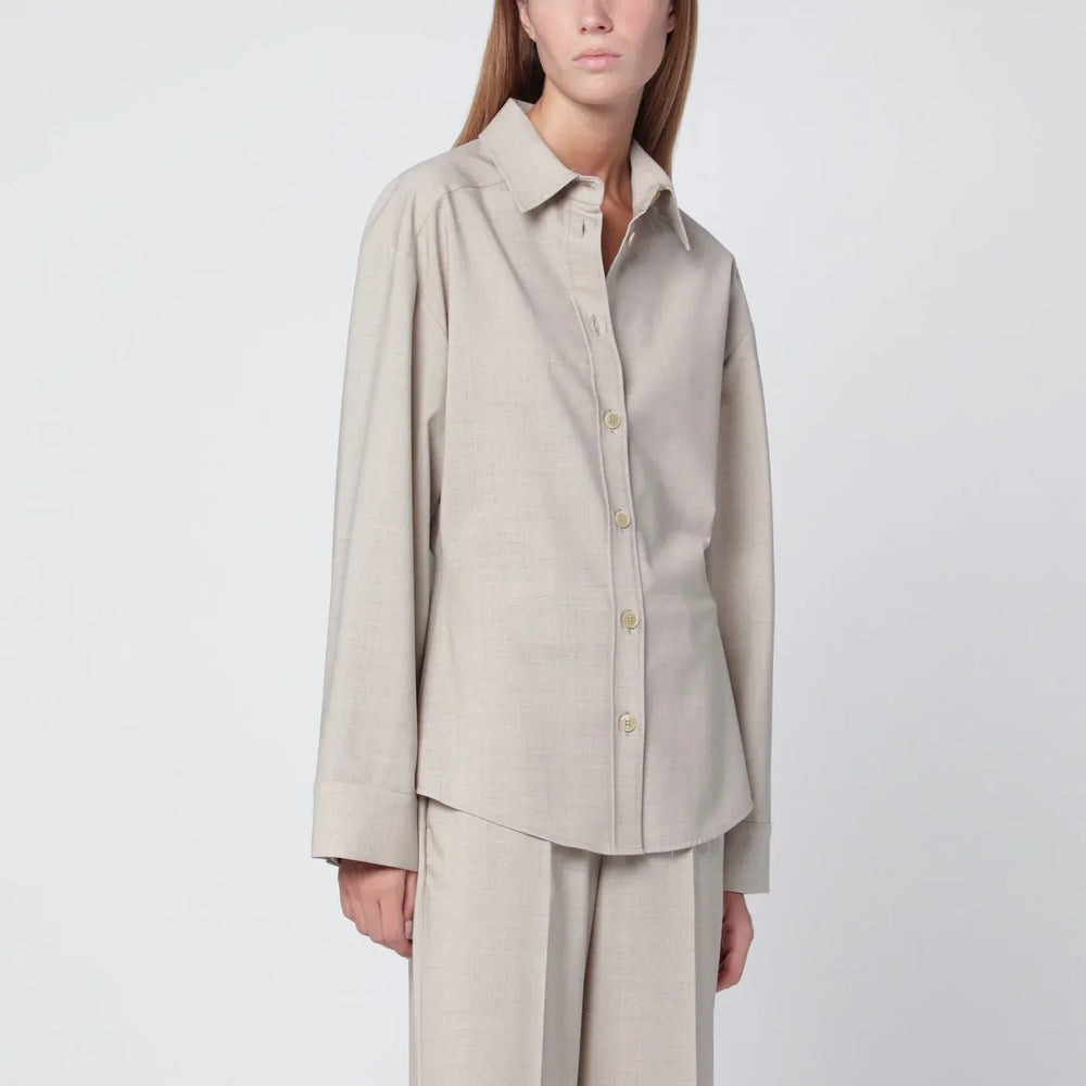 P.A.R.O.S.H. - Stucco-coloured wool shirt Brand Shirts & Tops L