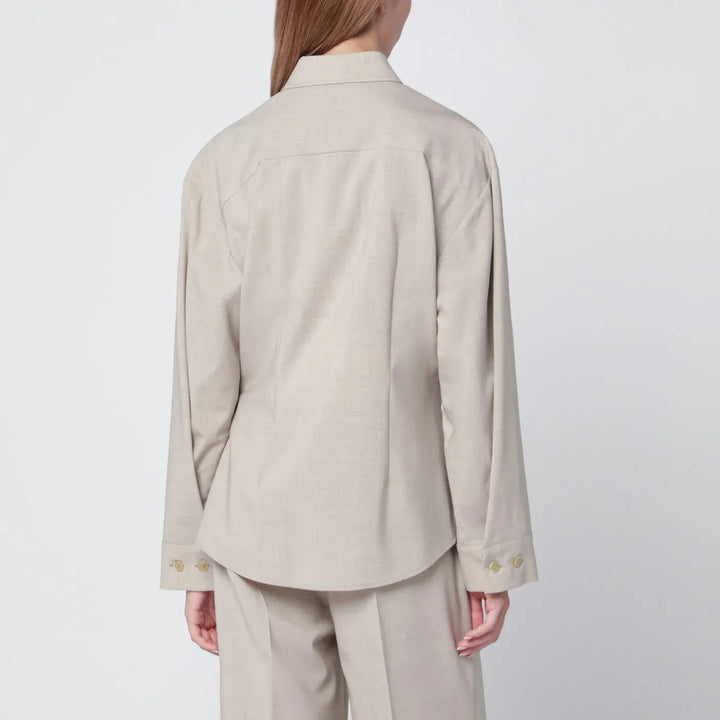 P.A.R.O.S.H. - Stucco-coloured wool shirt Brand Shirts &amp; Tops L