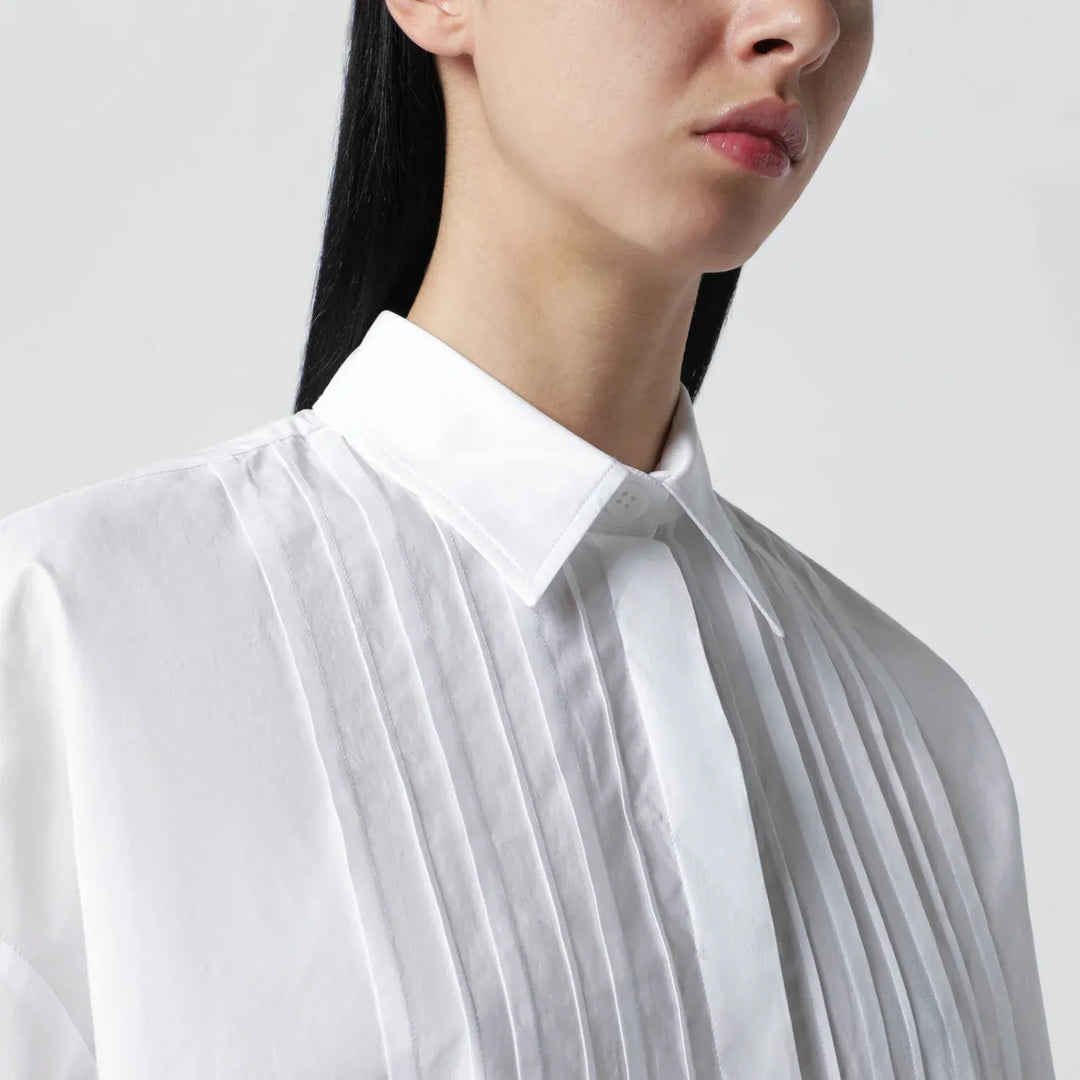 P.A.R.O.S.H. - White cotton shirt with pleated detail Brand Shirts &amp; Tops