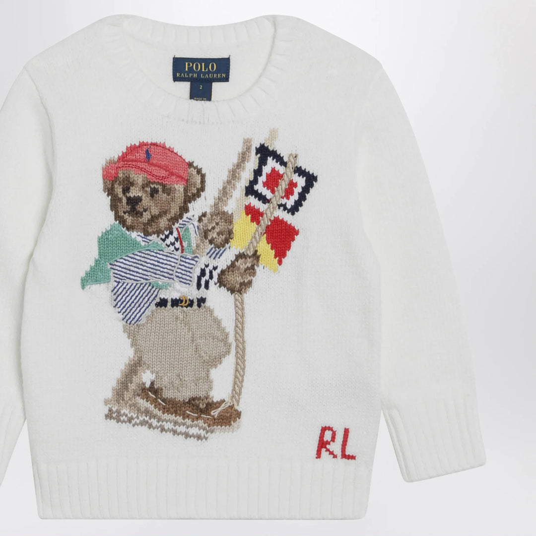 Polo Ralph Lauren - White cotton sweater with Polo Bear Brand Shirts &amp; Tops